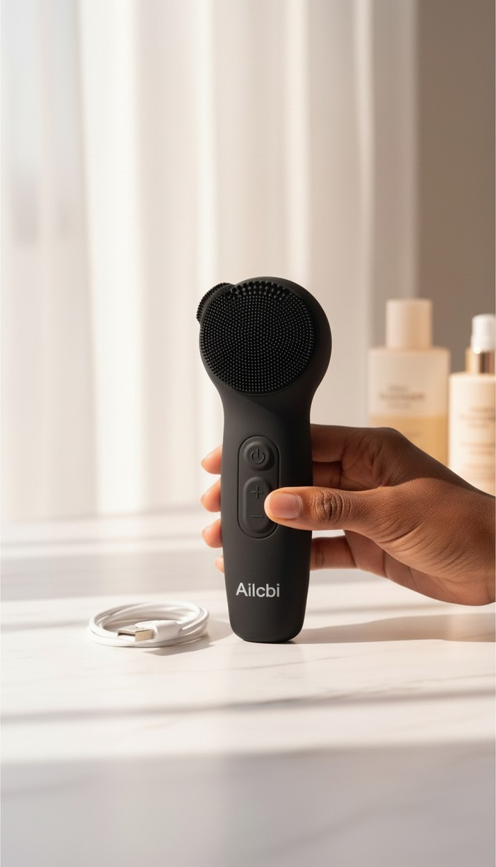 Ailcbi LED Facial Cleansing Brush Skin Massager Electric Silicone Face Brush Lifestyle shot